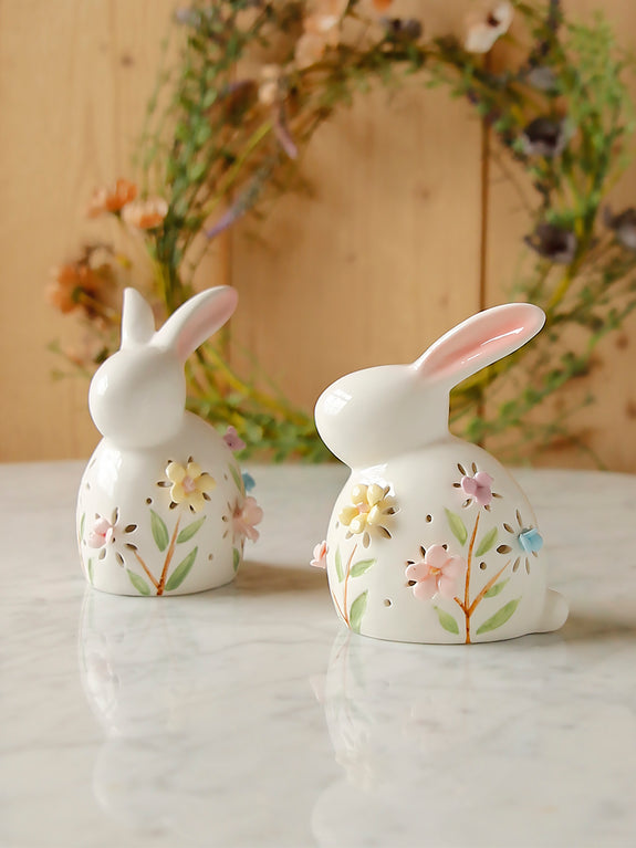 Light Up Ceramic Easter Rabbit Decoration