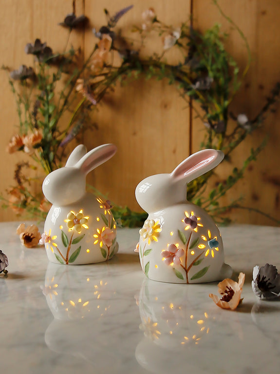 Light Up Ceramic Easter Rabbit Decoration