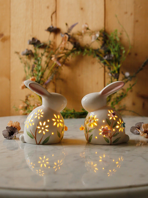 Light Up Ceramic Easter Rabbit Decoration