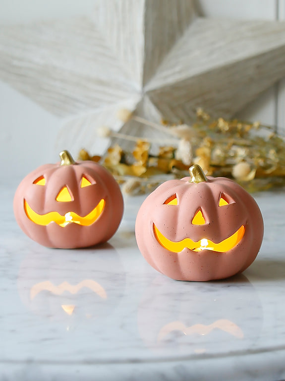 Halloween Light Up Ceramic Pumpkin