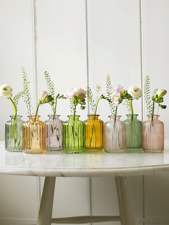 Little Lined Glass Bottle Vase Collection
