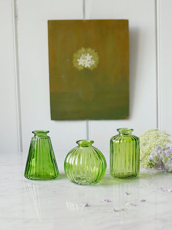 Lime Glass Bud Vases Set Of Three