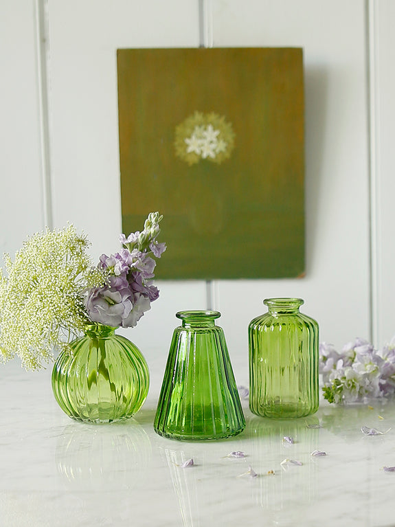 Lime Glass Bud Vases Set Of Three