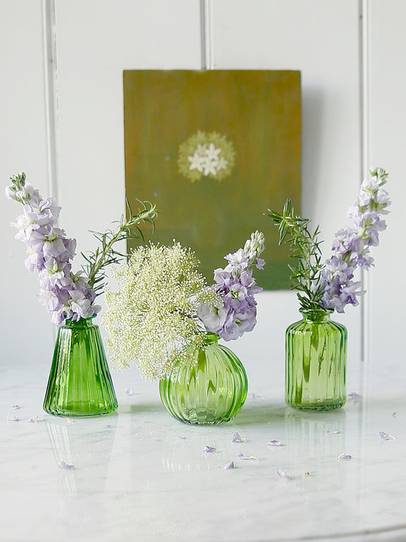 Lime Glass Bud Vases Set Of Three