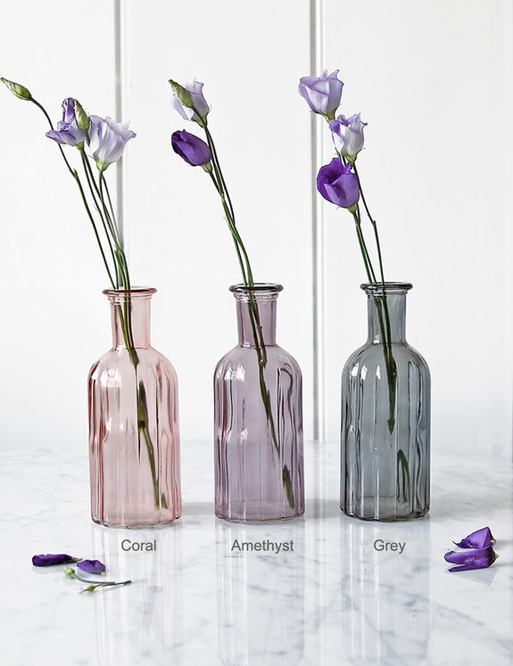 Coloured Lined Glass Bottle Vase