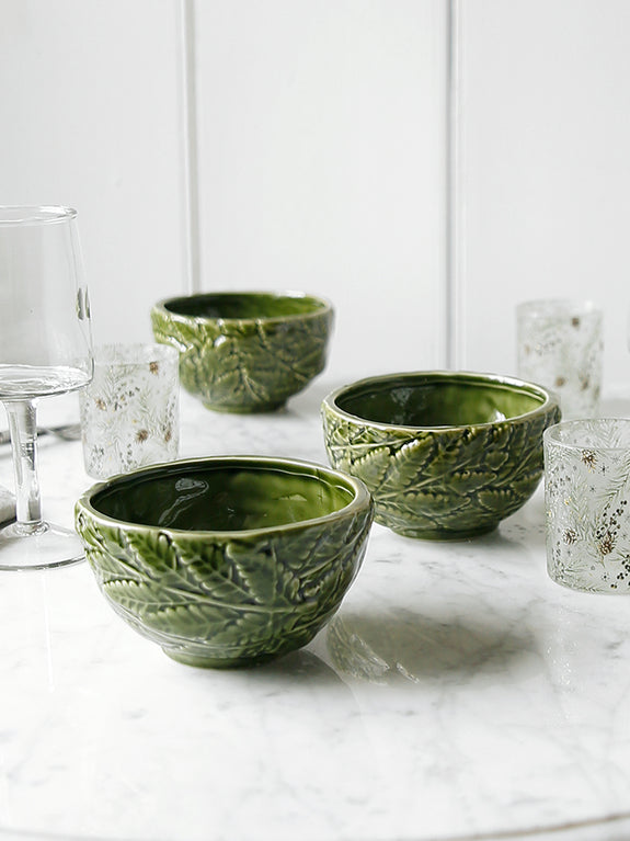 Little Evergreen Leaves Ceramic Bowl