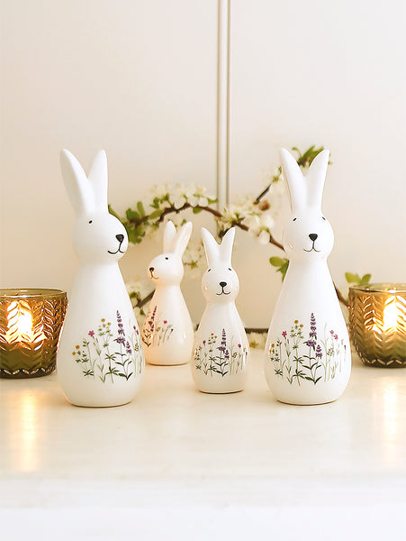 Meadow Flower Easter Ceramic Rabbit Decoration