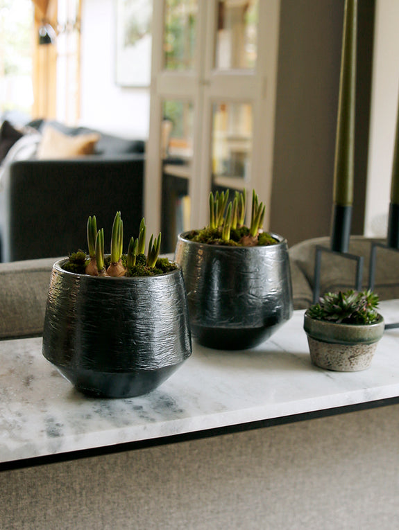 Metallic Black Handmade Plant Pot