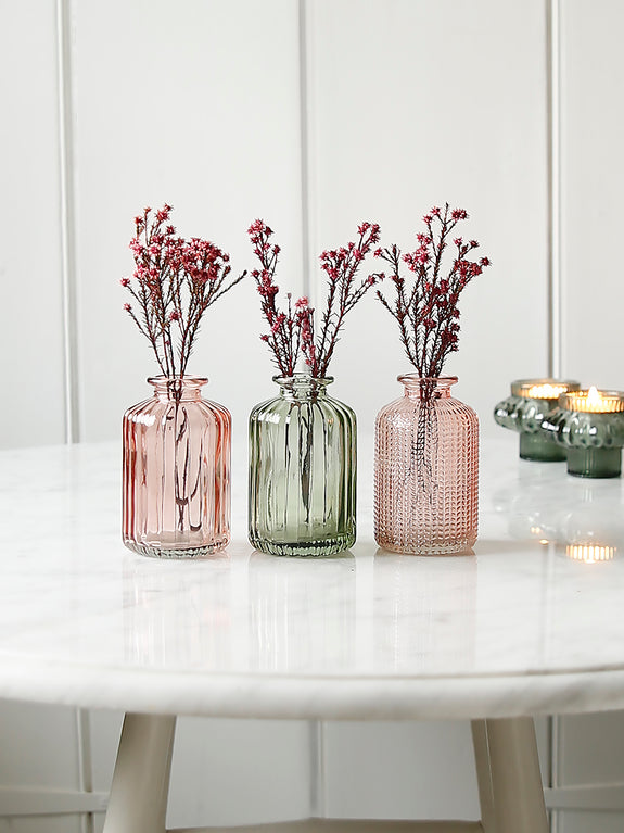 Little Lined Glass Bottle Vase Collection