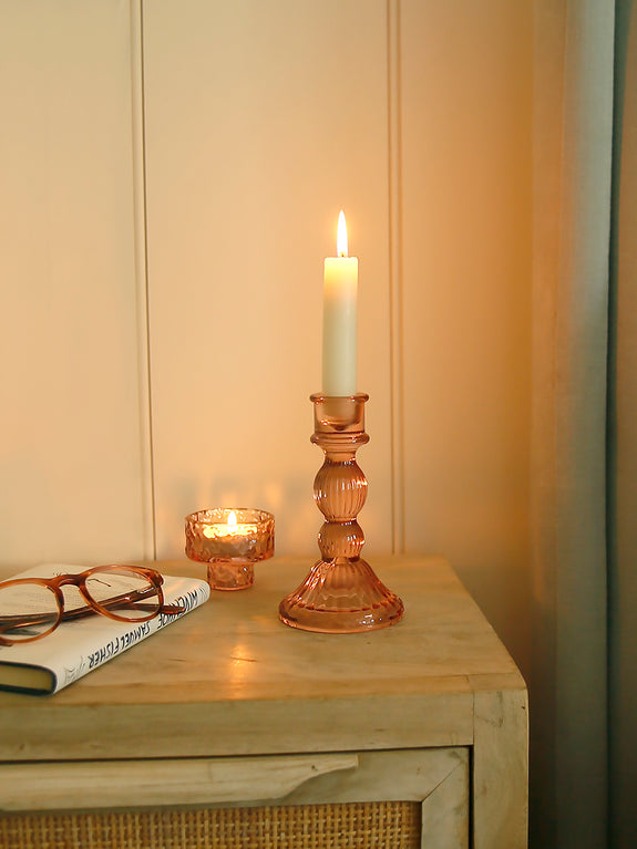 Coloured Glass Lined Candlestick Holder