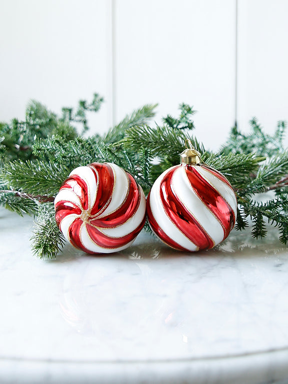 Red And White Swirl Bauble