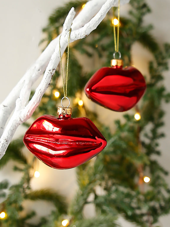 Red Lips Glass Bauble