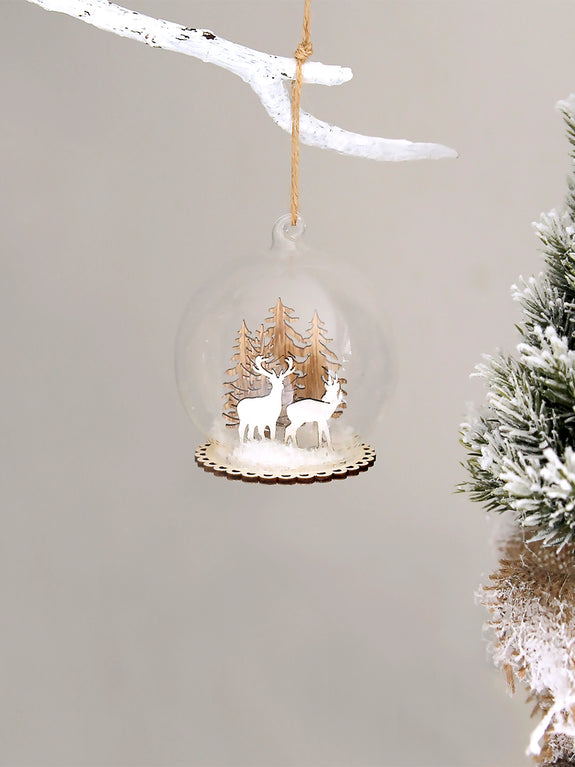 Reindeer Snowscape Dome Bauble
