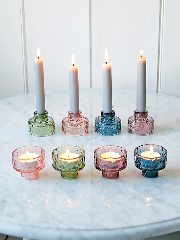 Ripple Two Way Coloured Glass Candleholder