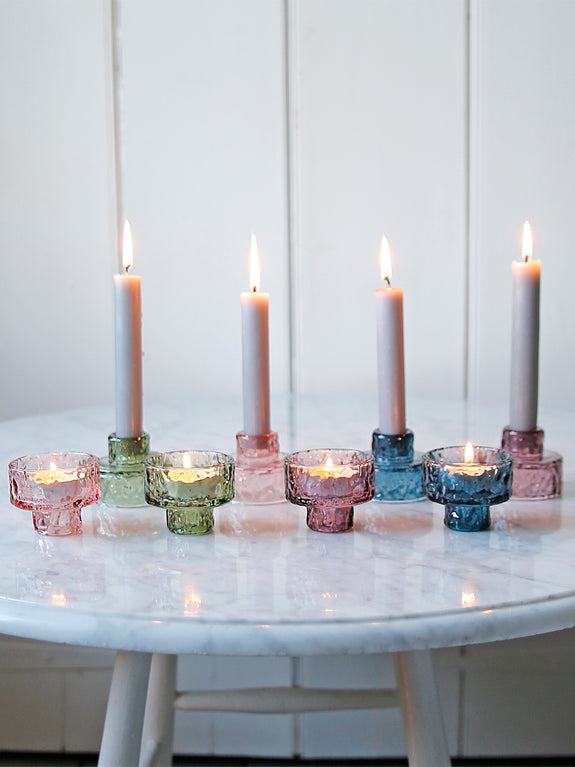 Ripple Two Way Coloured Glass Candleholder
