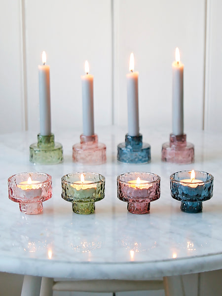 Ripple Two Way Coloured Glass Candleholder