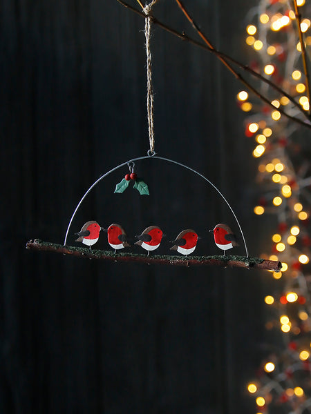 Robin Meeting Under Holly Hanging Decoration