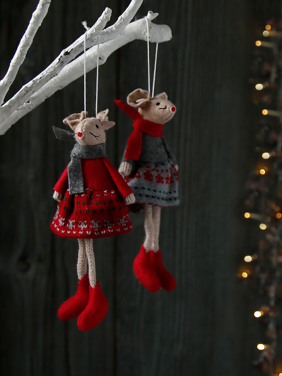 Felt Scandi Mouse Hanging Decoration