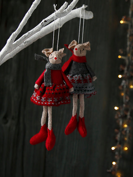 Felt Scandi Mouse Hanging Decoration