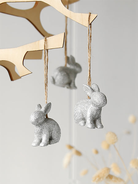 Silver Hanging Rabbit Easter Decoration