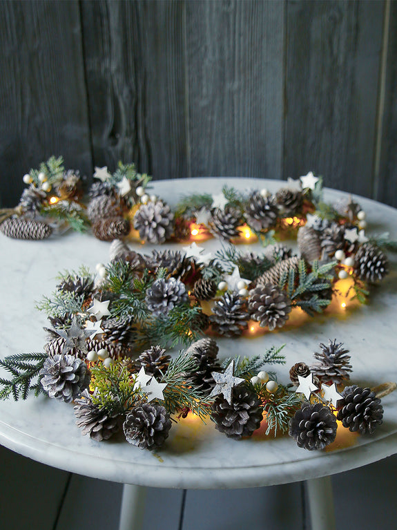 Spruce and Stars Assorted Pinecone Light Garland