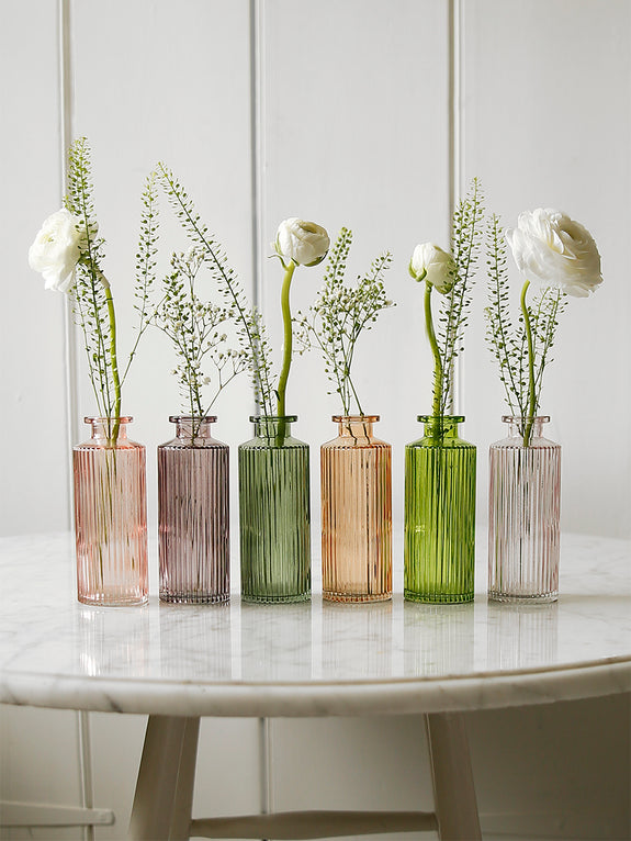 Ribbed Coloured Glass Bottle Vase