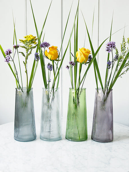 Coloured Ribbed Glass Bouquet Vase