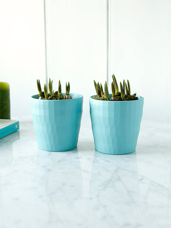 light blue plant pot Turquoise Ripple Plant Pot – Clem & Co