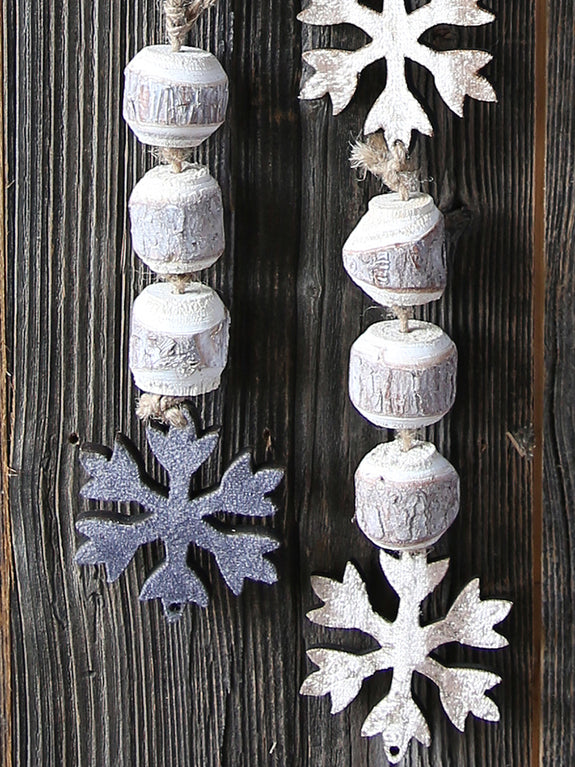 Velvet Snowflake Wooden Bead Garland