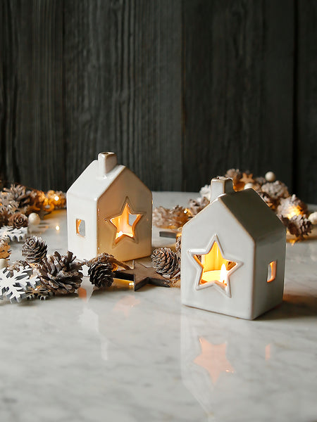 White Star Ceramic Tealight House