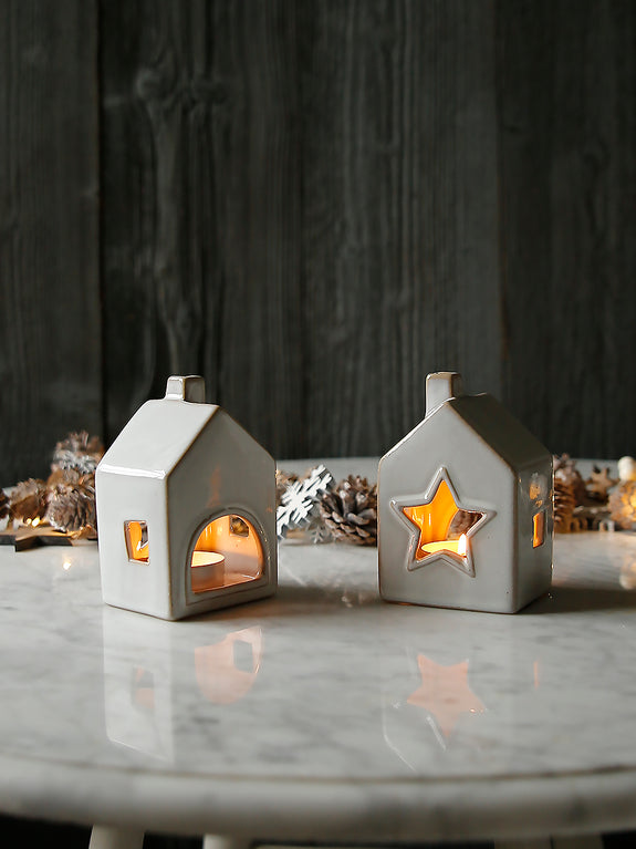 White Star Ceramic Tealight House