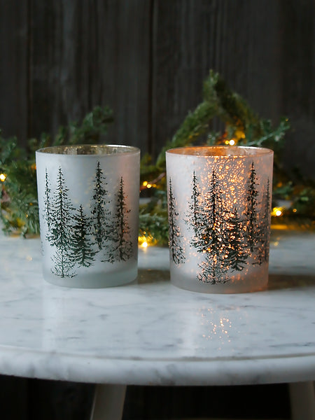 Large Winter Trees Frosted Tealight Holder