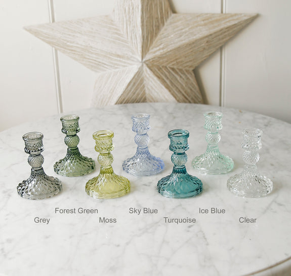 Winter Forest Coloured Glass Candlestick