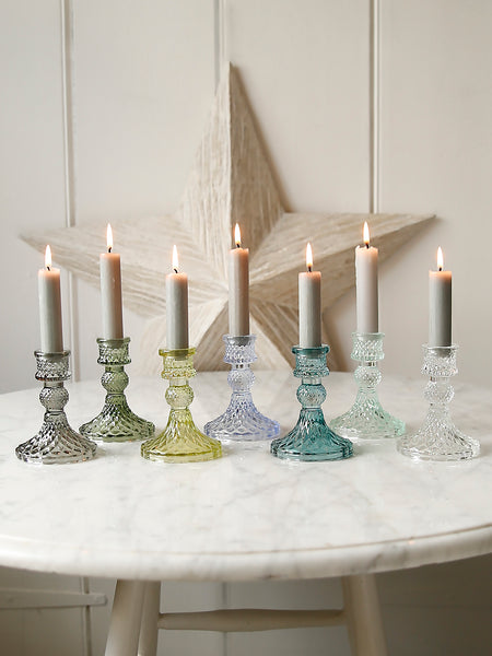 Winter Forest Coloured Glass Candlestick