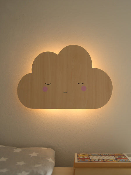 Wooden Cloud Tap Wall Light