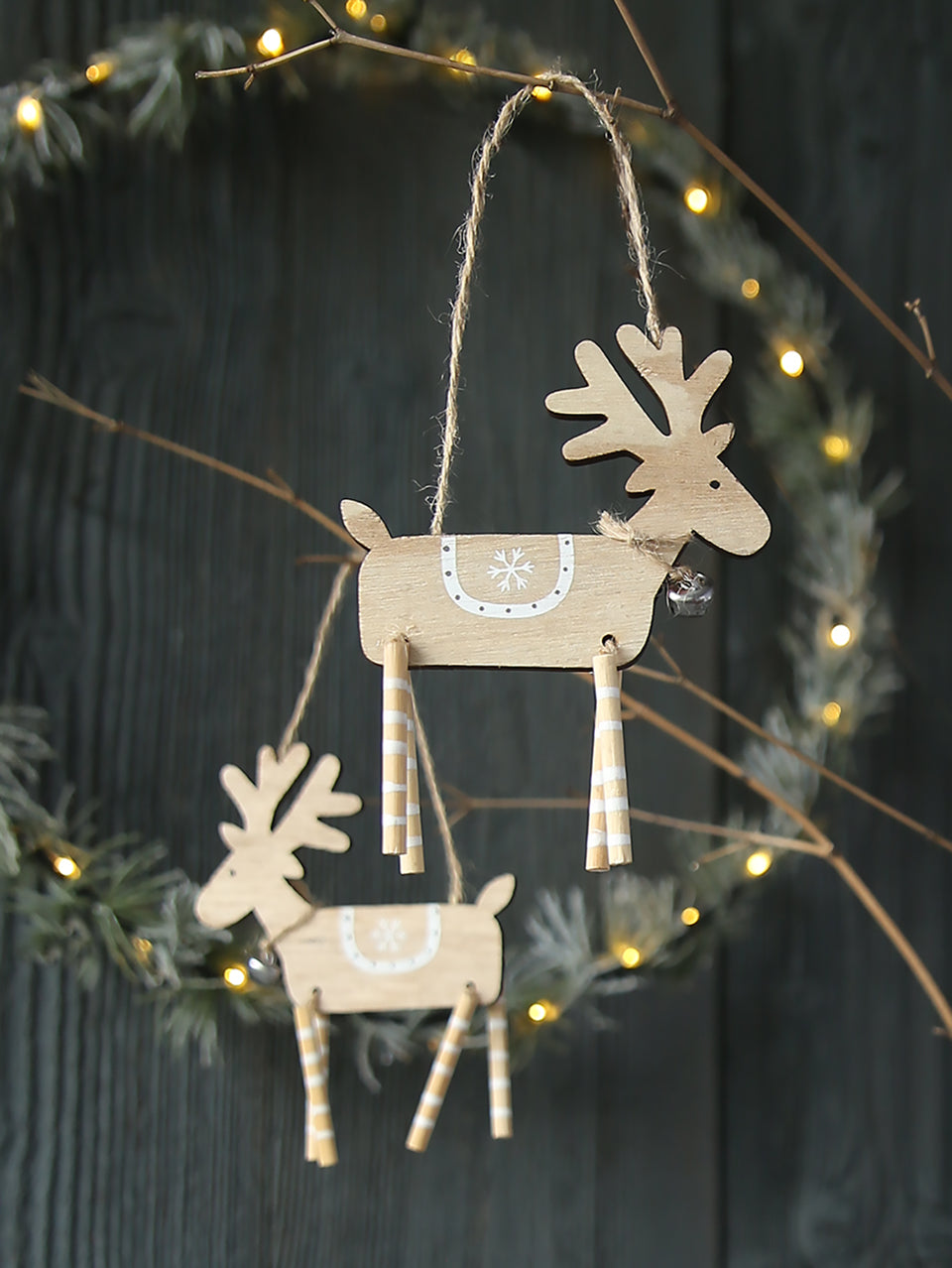 Wooden Reindeer With Stripey Legs – Clem & Co