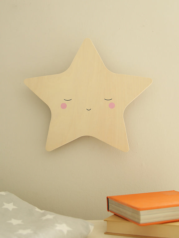 Wooden Star Tap Wall Light