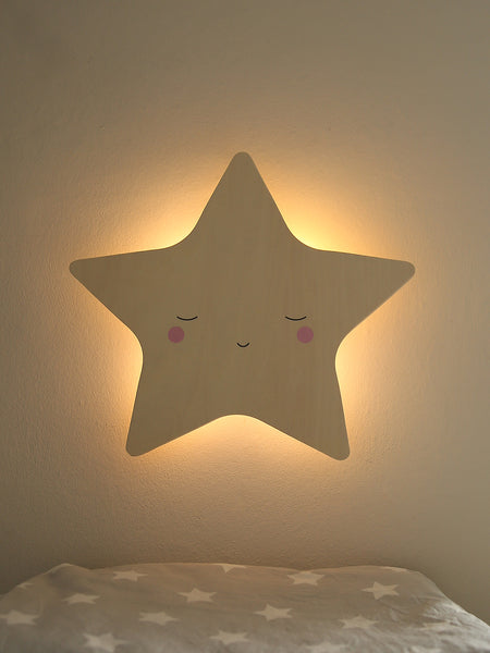 Wooden Star Tap Wall Light