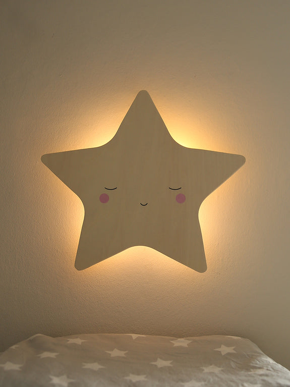 Wooden Star Tap Wall Light