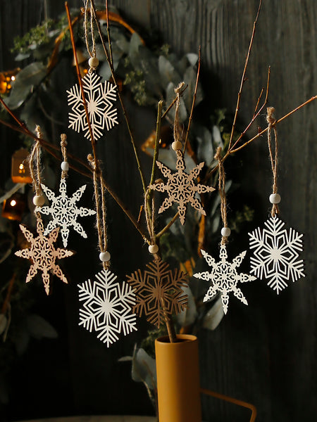 Wooden Snowflake Decoration Mixed Set