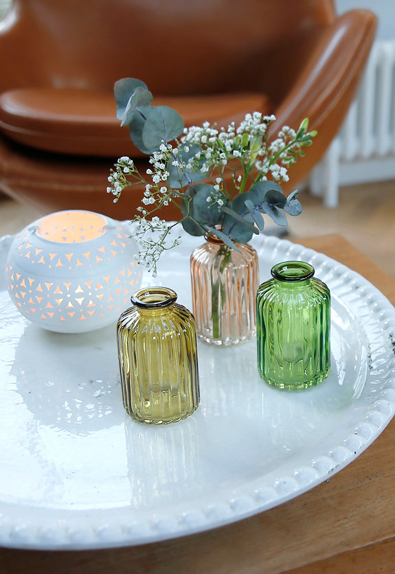 Little Lined Glass Bottle Vase Collection