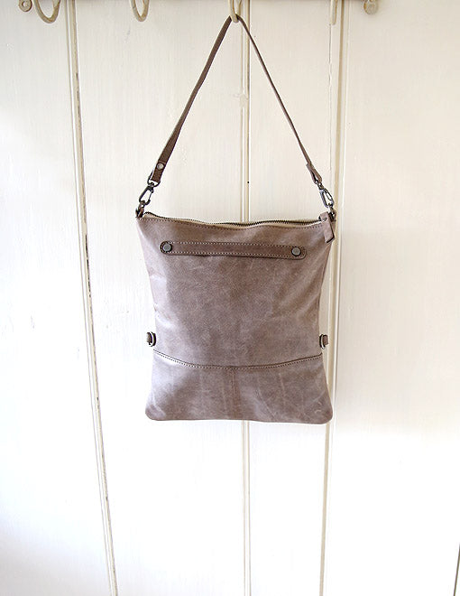 Three-In-One Mink Grey Leather Bag