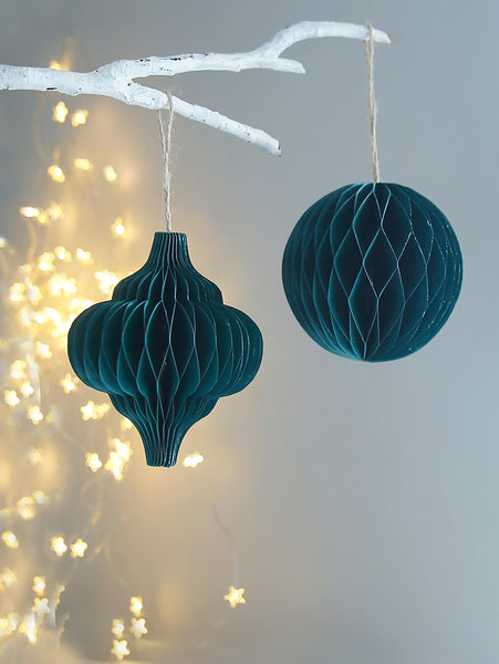 Green Recycled Honeycomb Bauble Pair