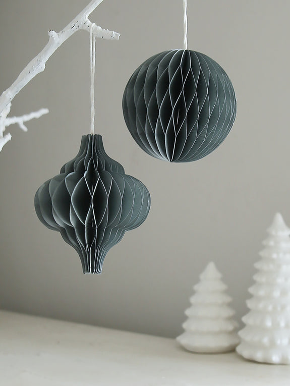 Grey Recycled Honeycomb Bauble Pair
