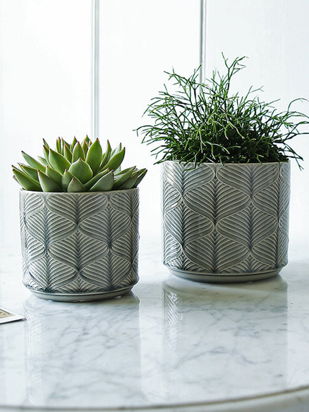 Grey Wave Glazed Plant Pot