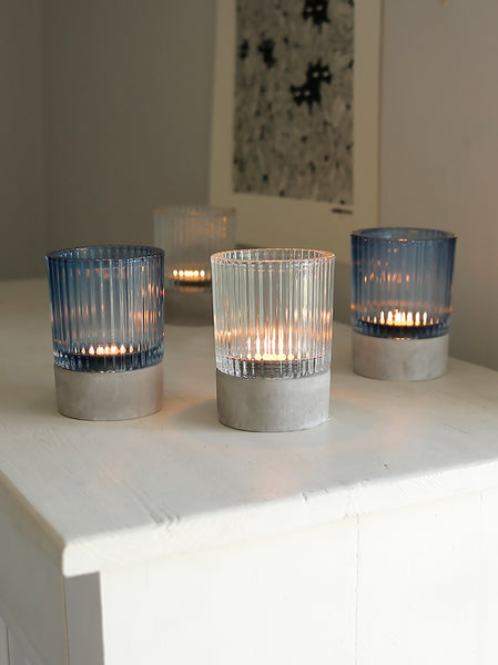 Glass Concrete Tealight Hurricane