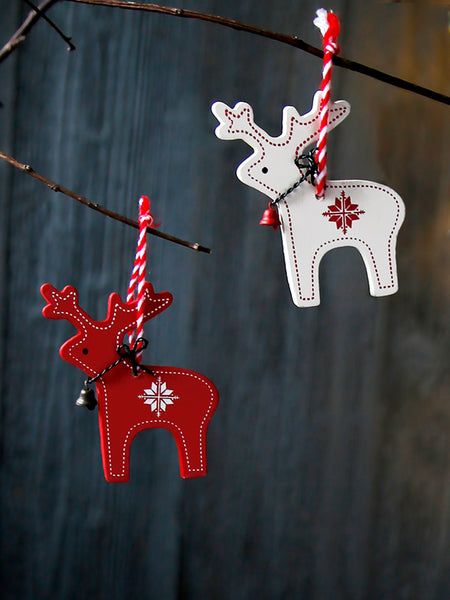 Red And White Scandi Reindeer With Bell