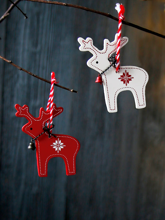 Red And White Scandi Reindeer With Bell