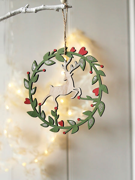 Reindeer Wreath Tree Decoration