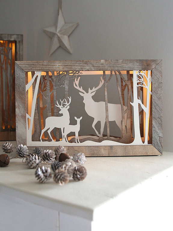 Reindeer Landscape Illuminated Box Frame